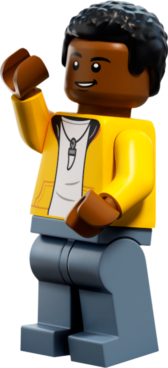 LEGO Minifigur Darius Bowman - Yellow Hoodie over White Shirt, Sand (jw075)