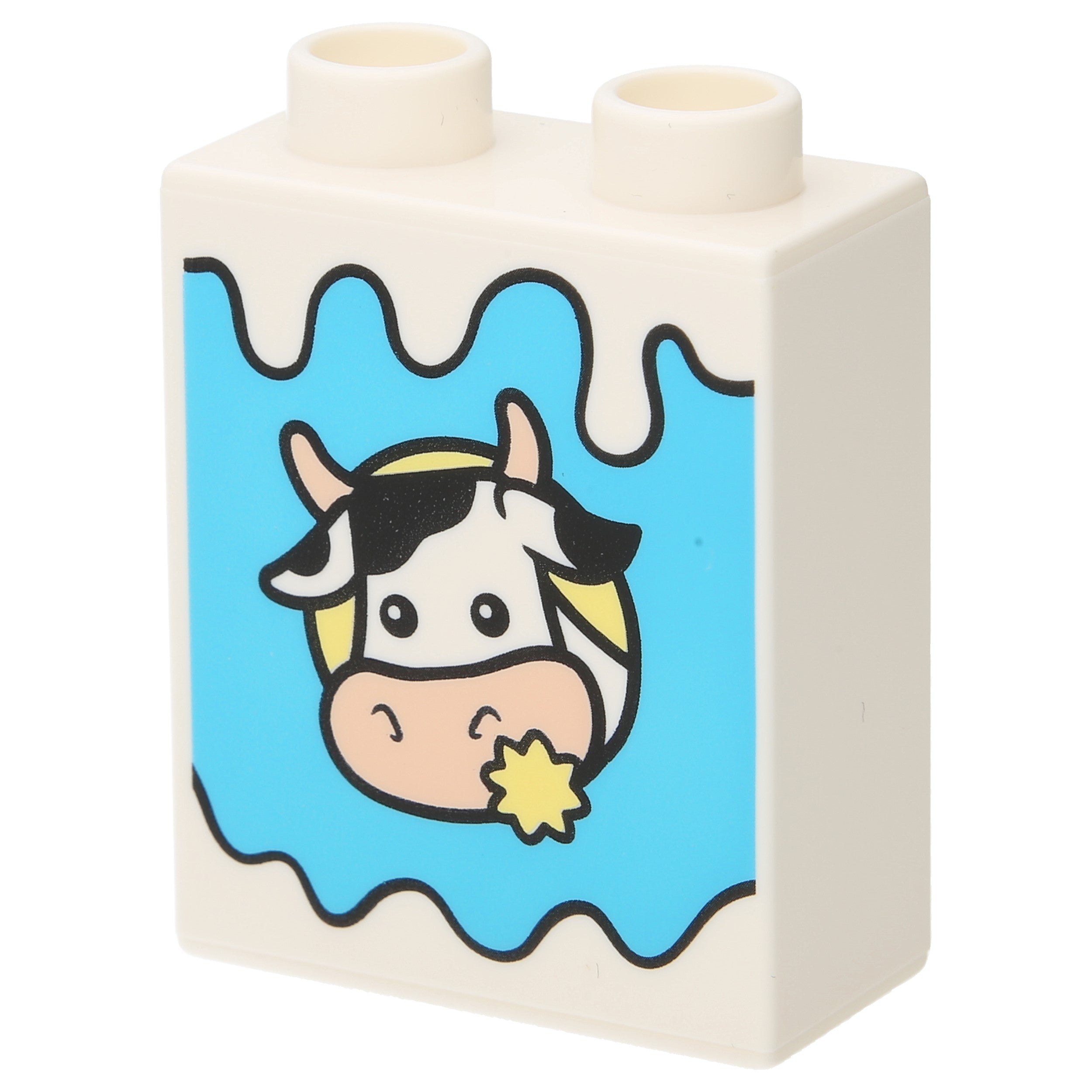 LEGO Duplo House & Yard - Brick 1 x 2 x 2 with cow print (milk carton)