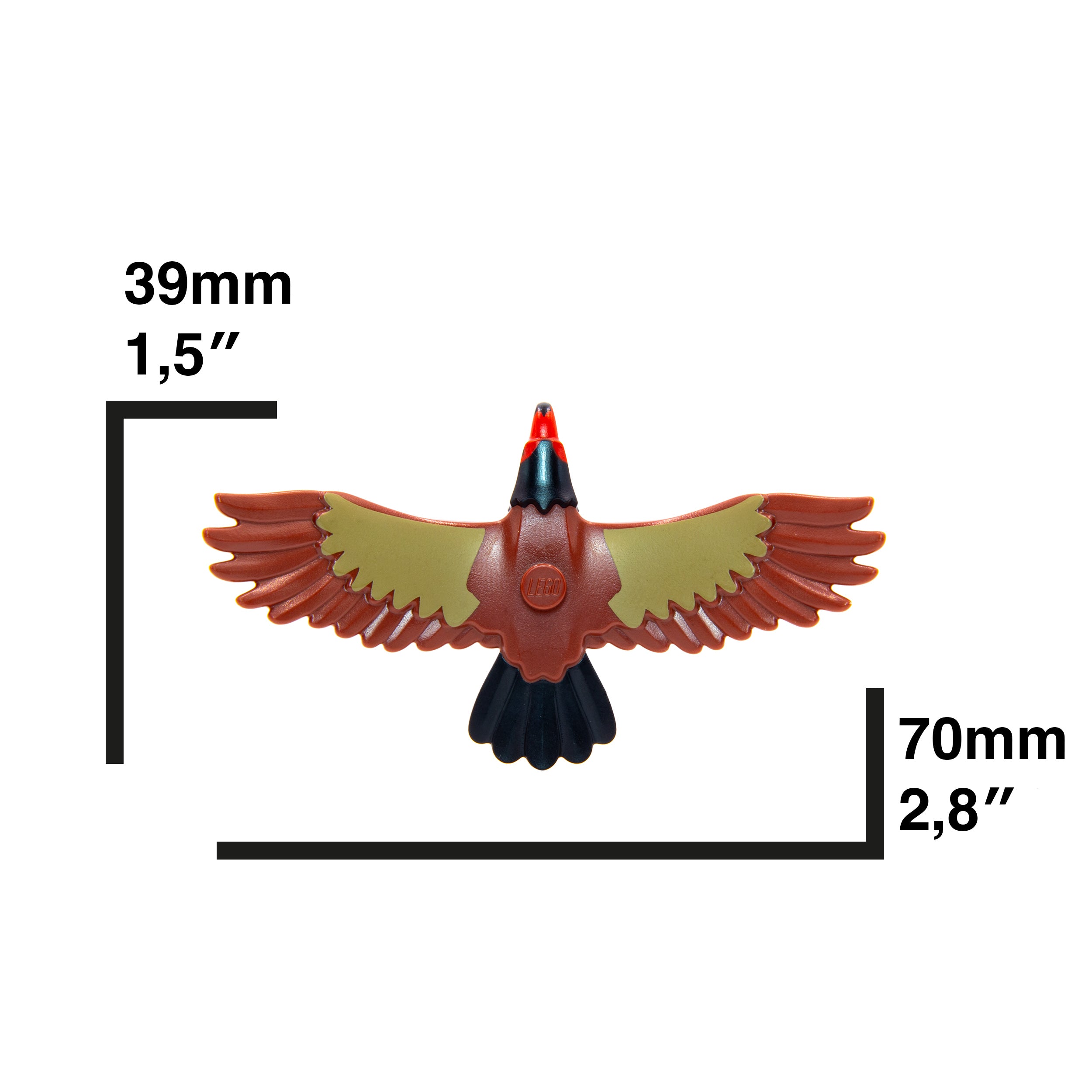 Lego birds - eagle with red/ black head and black tail plumage