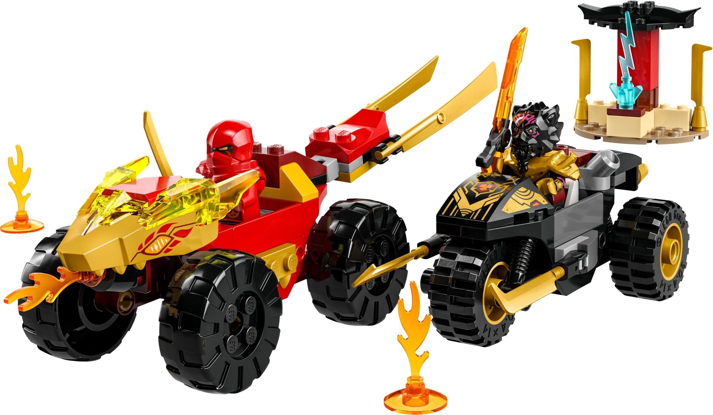 LEGO® chase with Kai's speedster and Ras' motorcycle