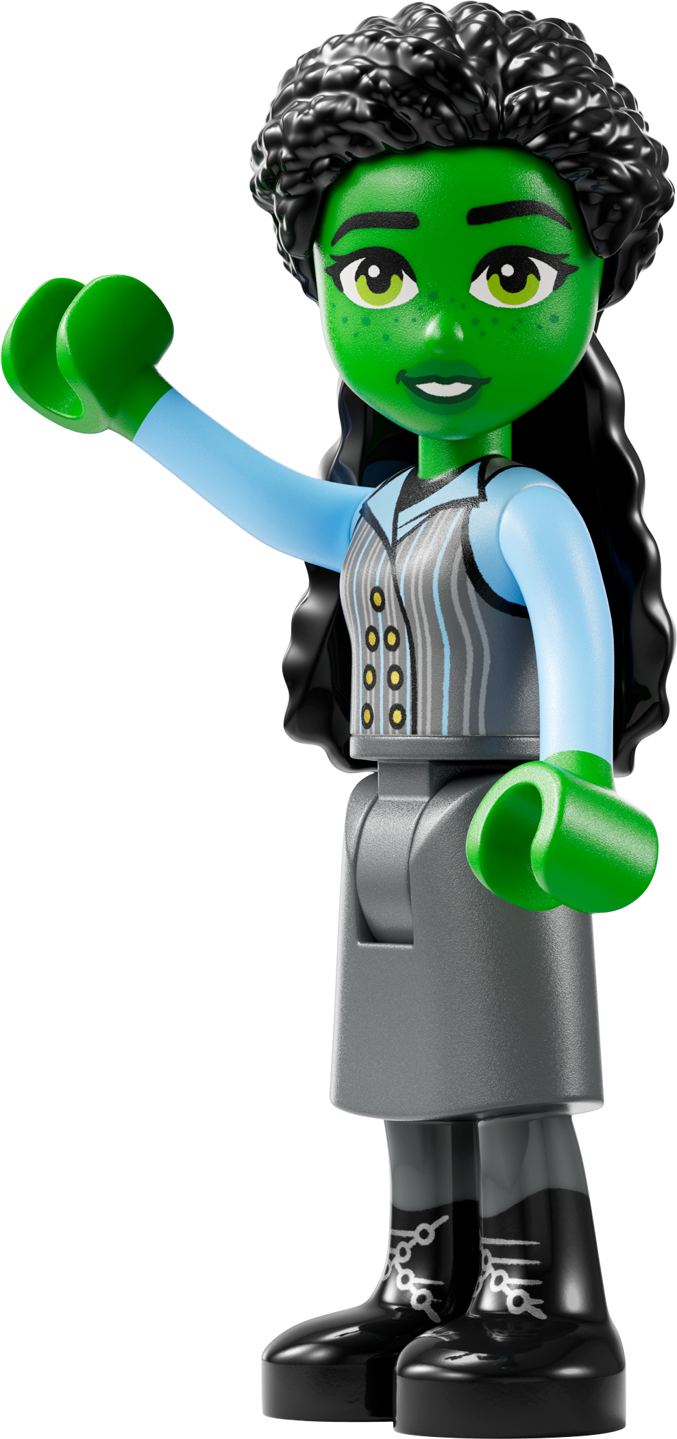 LEGO Minifigur Elphaba - Dark Bluish Gray Skirt, Black Boots (wck003) – neu