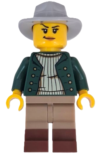 LEGO Minifigur Wild West Train Cowboy - Female, Dark Green Jacket (bdp200)