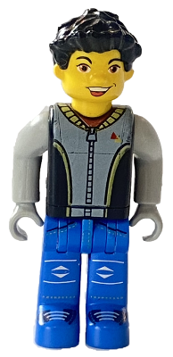 LEGO Minifigur Max, Black Torso, Light Gray Arms, Blue Legs (cre004)