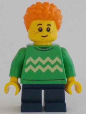 LEGO City Minifigure - Boy with green sweater and orange hair