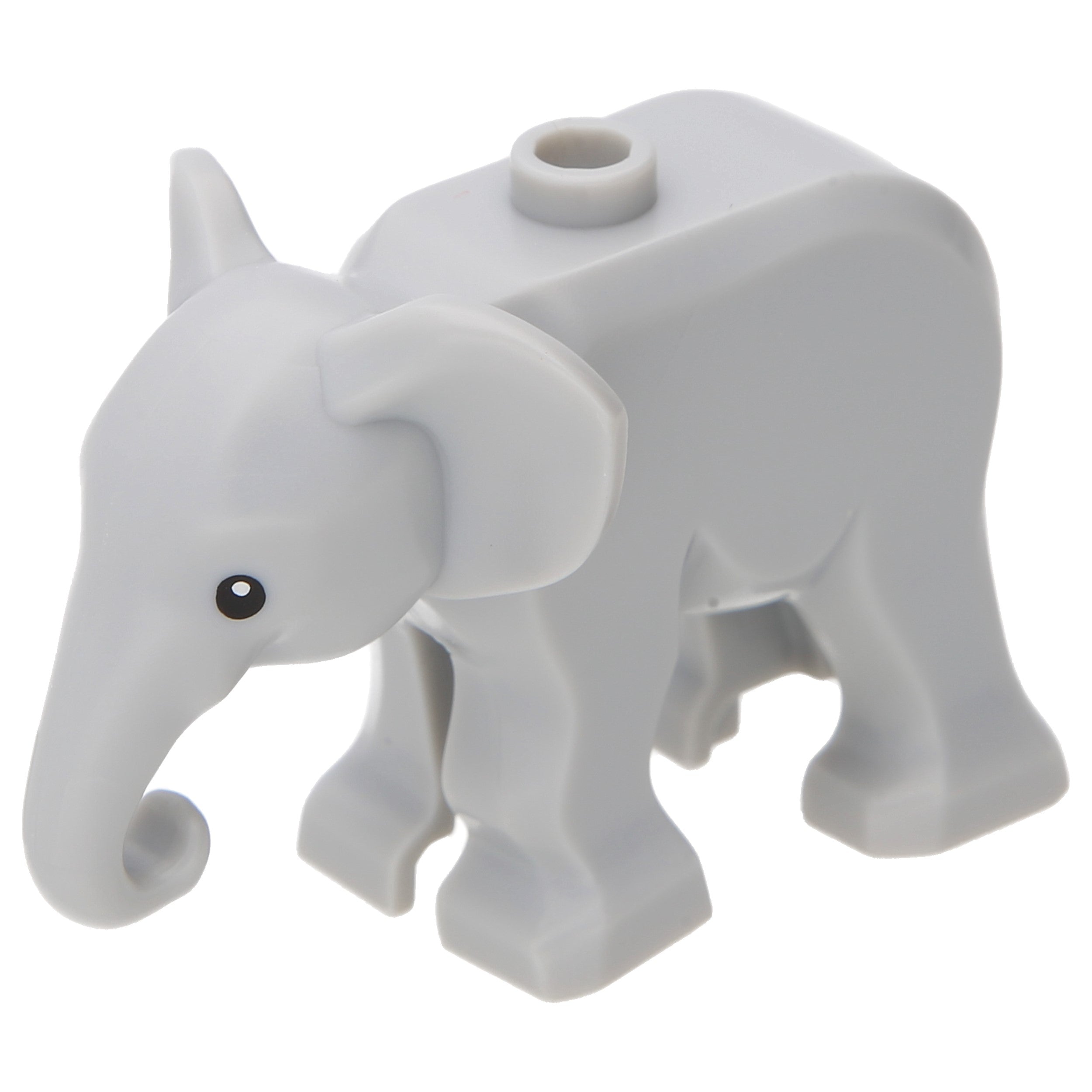 LEGO animals (other) – baby elephant with black eyes (Light Bluish Gray)