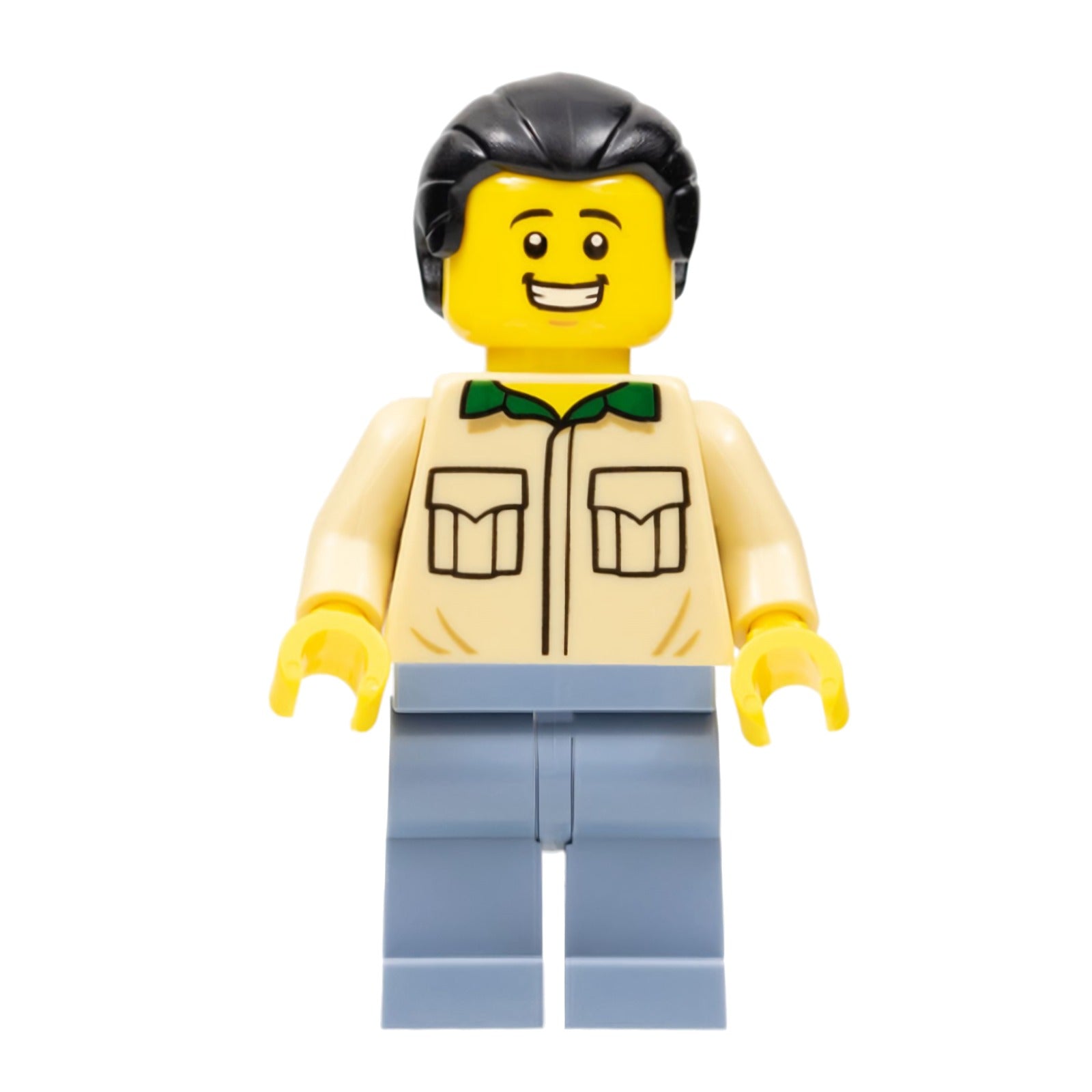 LEGO Minifigur Male, Tan Shirt, Sand Blue Legs, Black Ponytail Hair (bdp031)