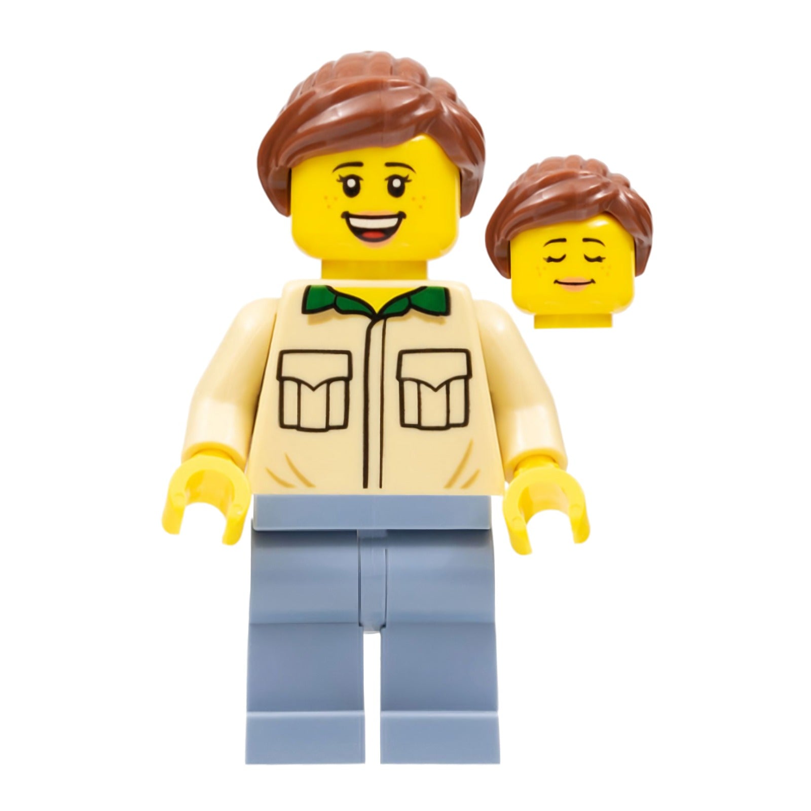 LEGO Minifigur Female, Tan Shirt, Sand Blue Legs, Reddish Brown (bdp032)