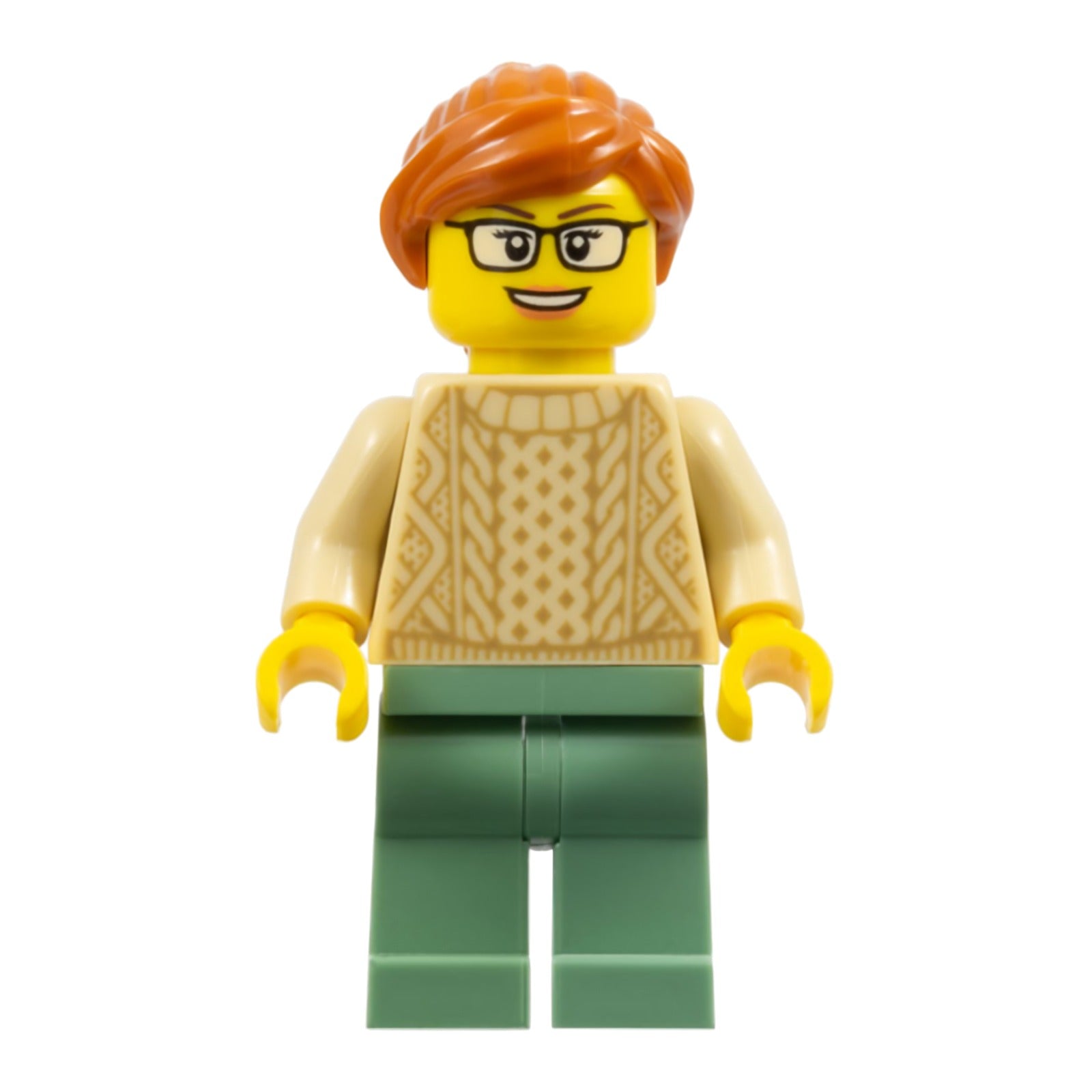 LEGO Minifigur Mother - Tan Knit Cable Sweater, Sand Green Legs, Dark (bdp068)