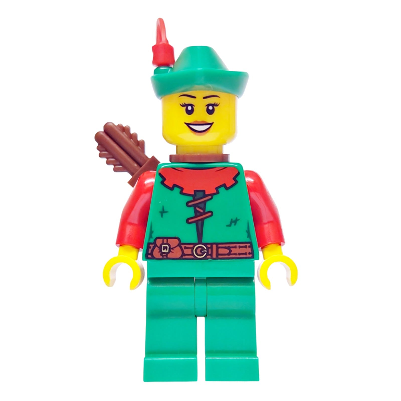 LEGO Minifigur Forest Stronghold Forestwoman - Red, Green Hat, Red (bdp167)