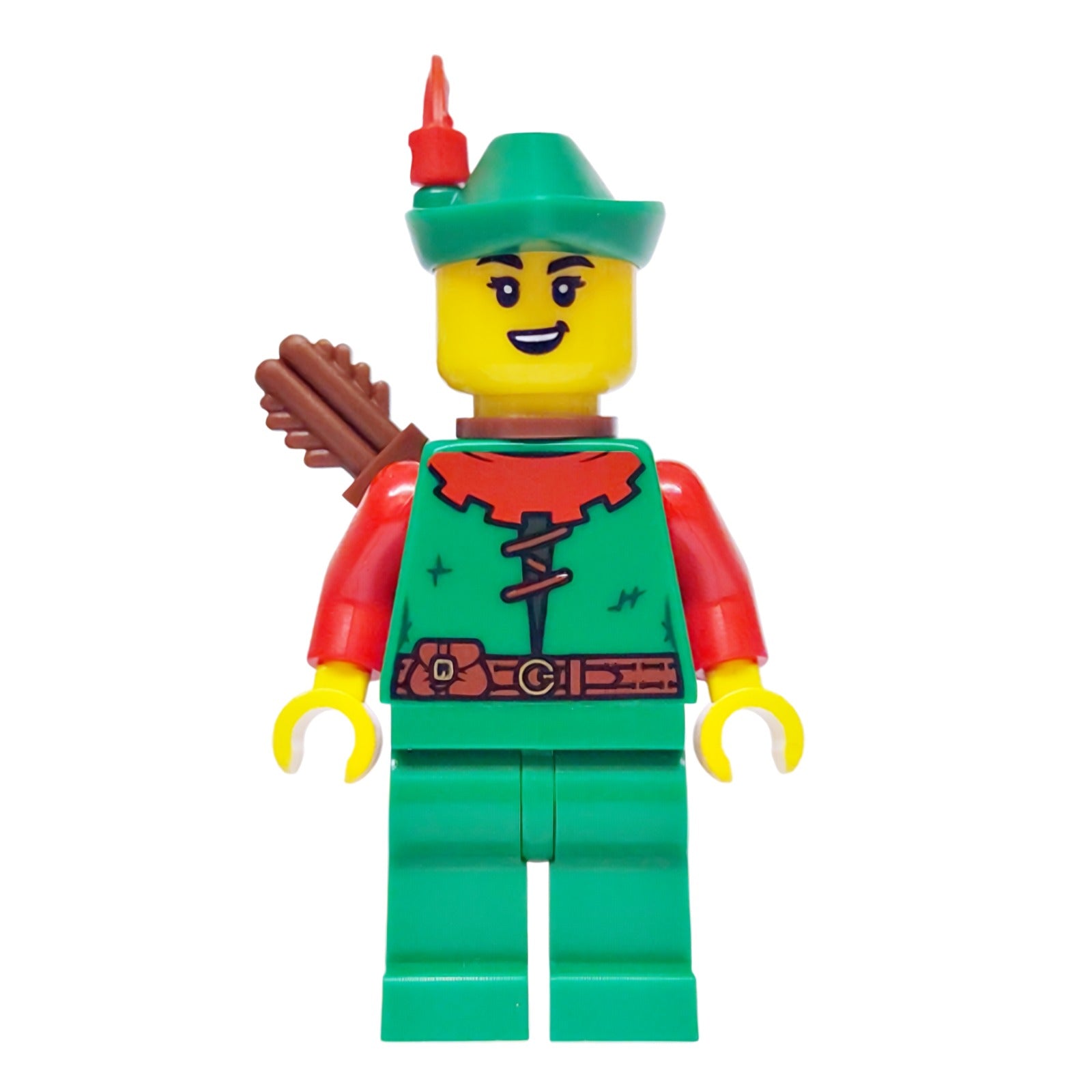 LEGO Minifigur Forest Stronghold Forestwoman - Red, Green Hat, Red (bdp175)
