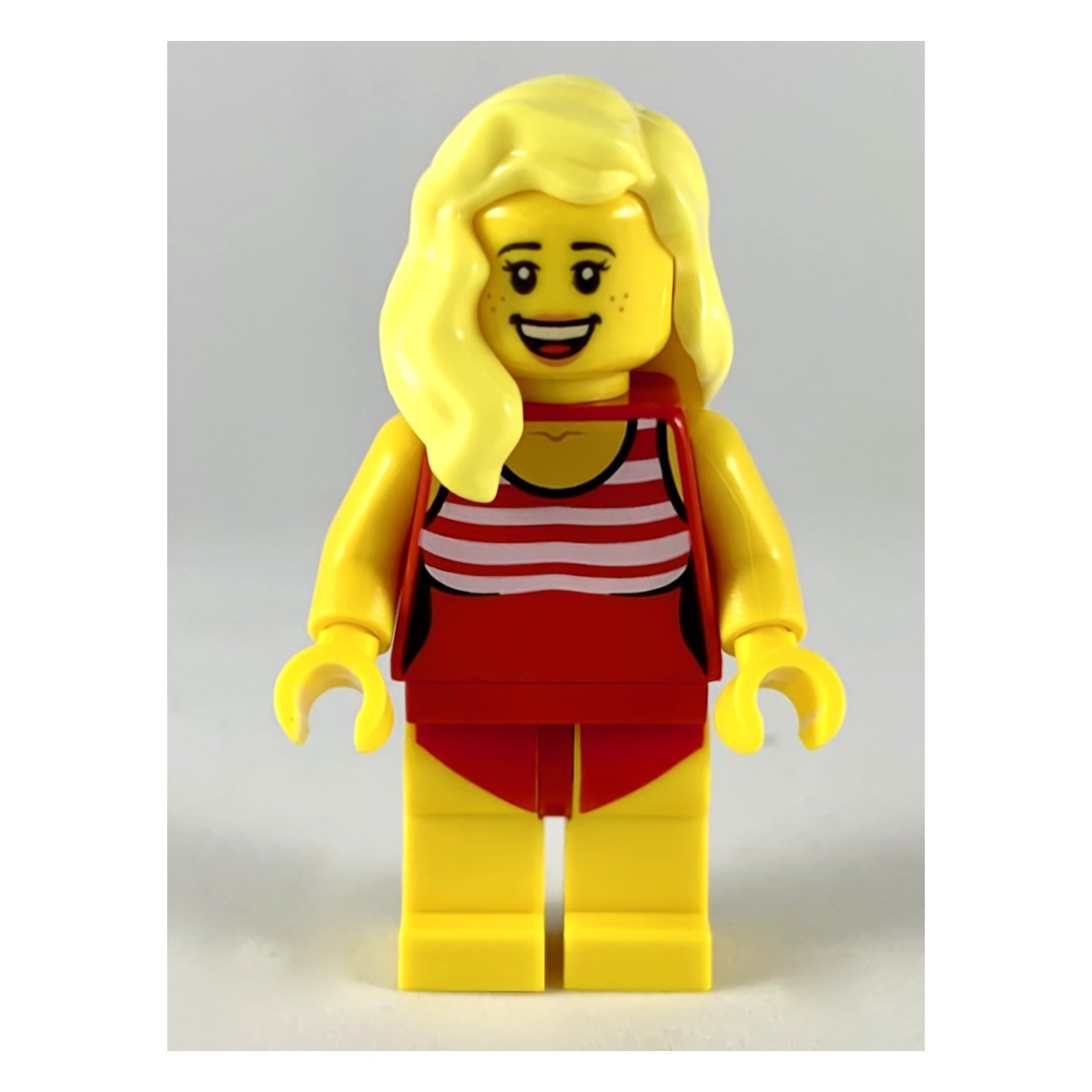 LEGO Minifigur Swimmer - Female, Red Swimsuit with White Stripes (cty1053)