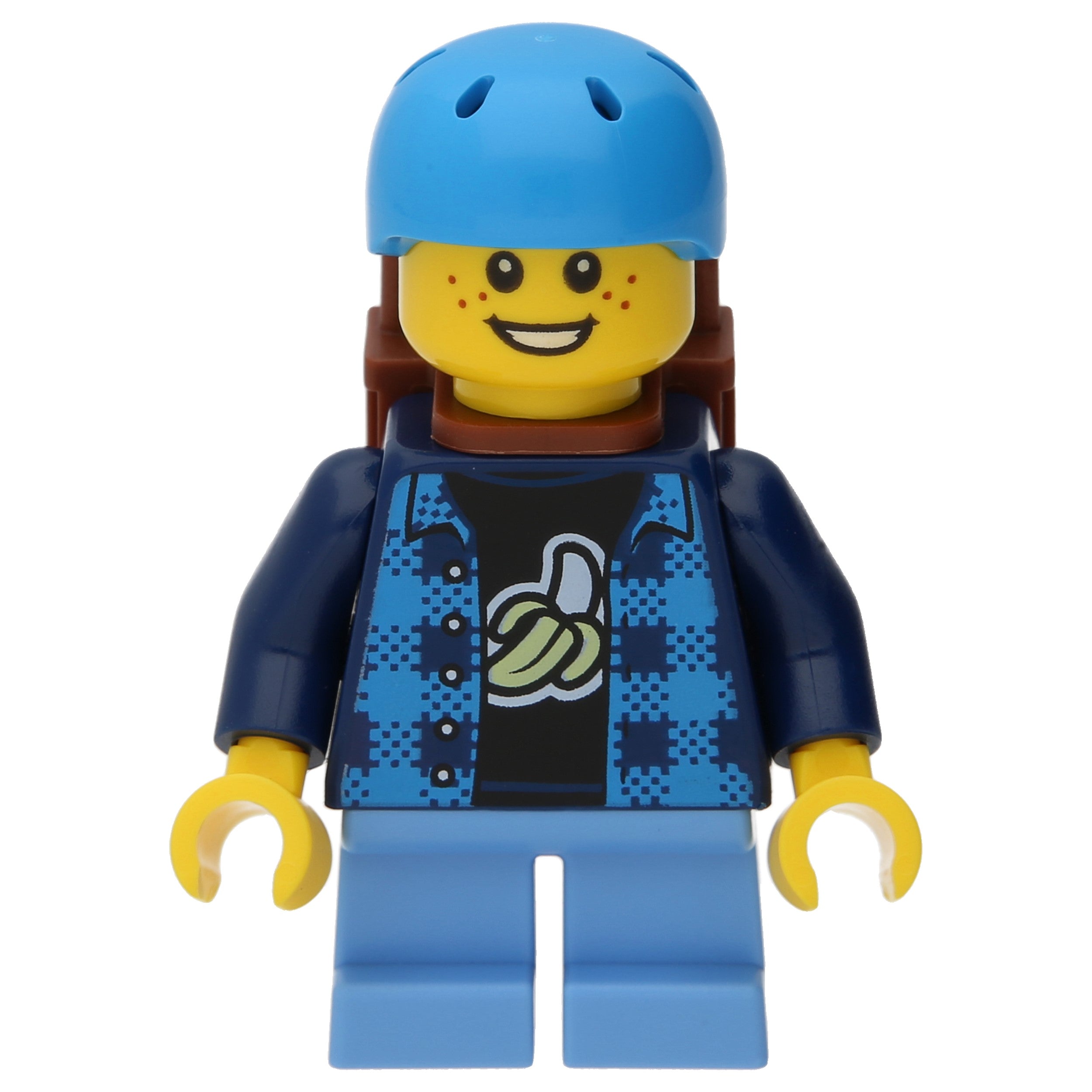 LEGO Minifigur Skateboarder - Boy, Banana Shirt, Dark Azure Helmet (cty1332)