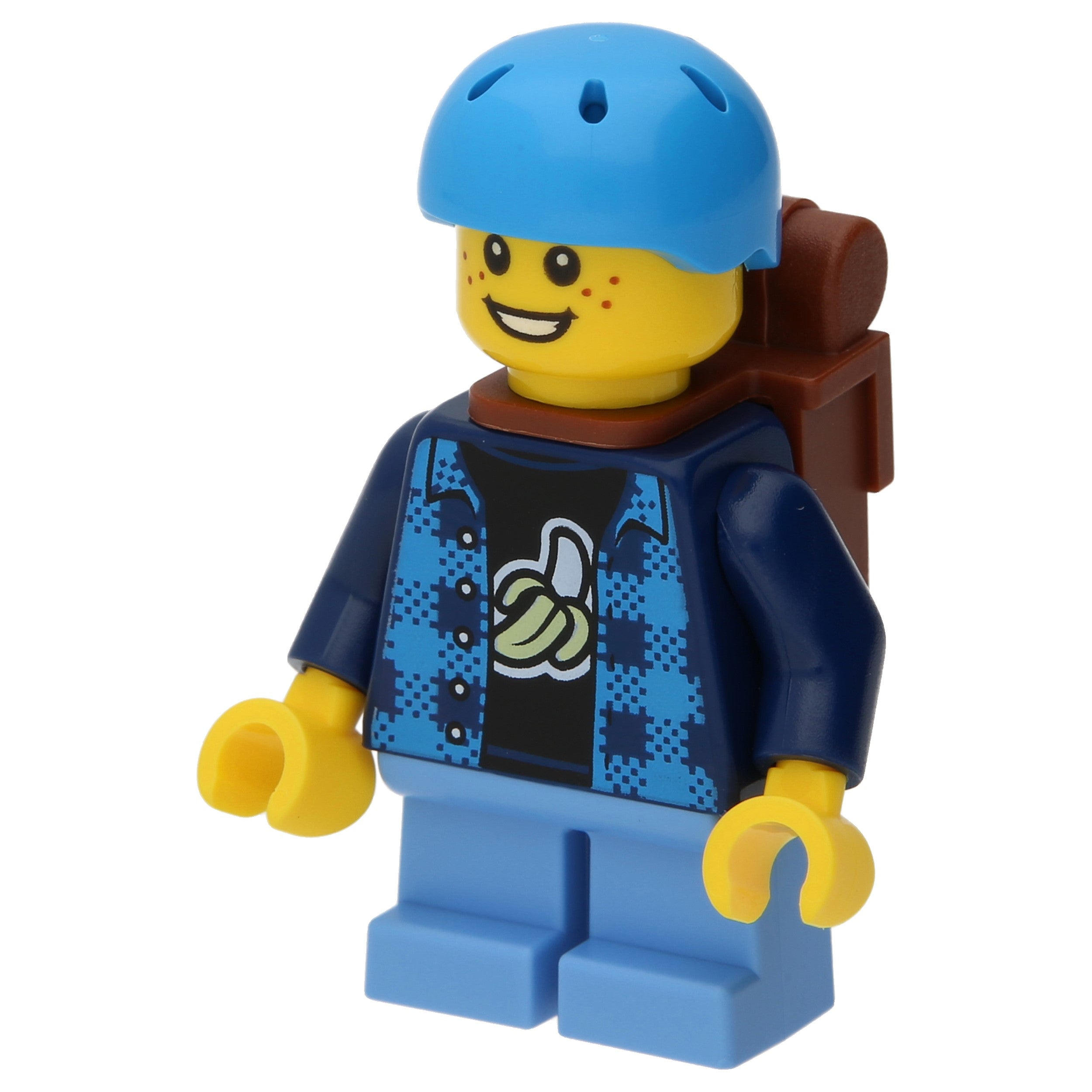 LEGO Minifigur Skateboarder - Boy, Banana Shirt, Dark Azure Helmet (cty1332)
