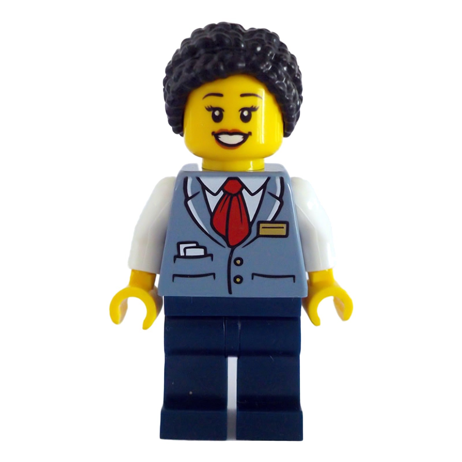 LEGO Minifigur Tram Driver - Female, Sand Blue Vest, Dark Blue Legs (cty1781)