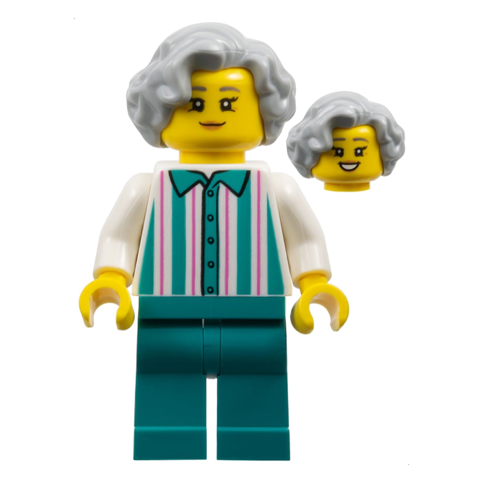 LEGO Minifigur Harbor Shop Worker - Female, Light Bluish Gray Hair (cty1798)