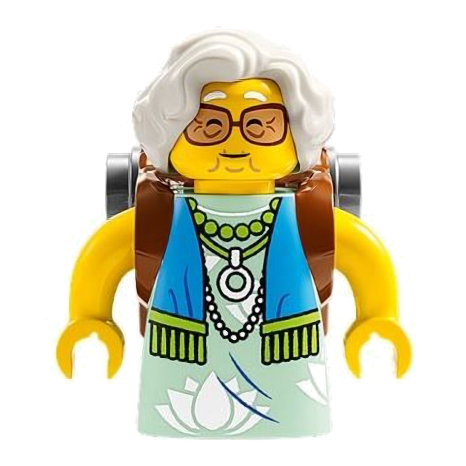 LEGO Minifigur Mrs. Castillo - Reddish Brown and Flat Silver Backpack (drm031)