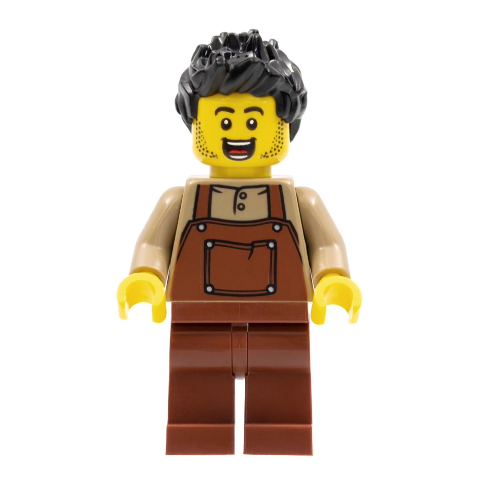 LEGO Minifigur Man, Black Spiked Hair, Dark Tan Shirt, Reddish Brown (hol260)