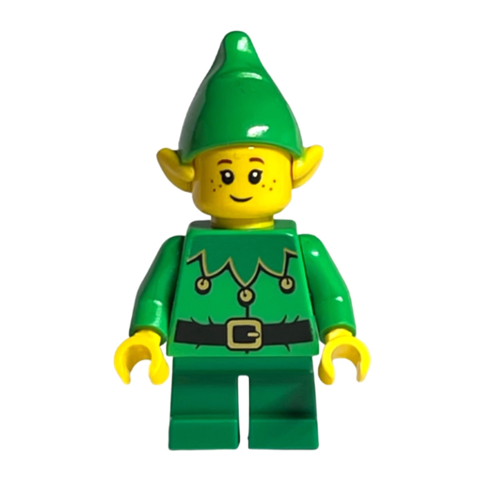 LEGO Minifigur Elf - Green Scalloped Collar with Bells, Closed Mouth (hol295)