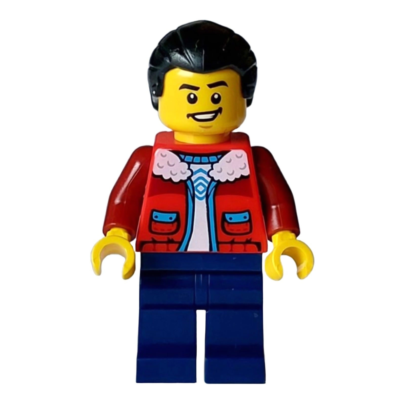 LEGO Minifigur Man - Red Jacket with White Fleece Collar, Dark Blue (hol354)