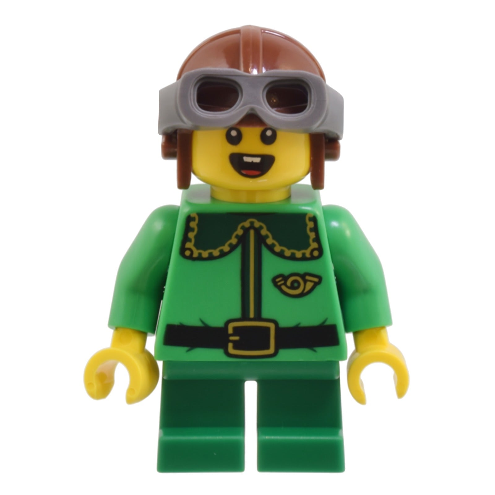 LEGO Minifigur Elf - Dark Green Collar and Gold Horn, Reddish Brown (hol365)