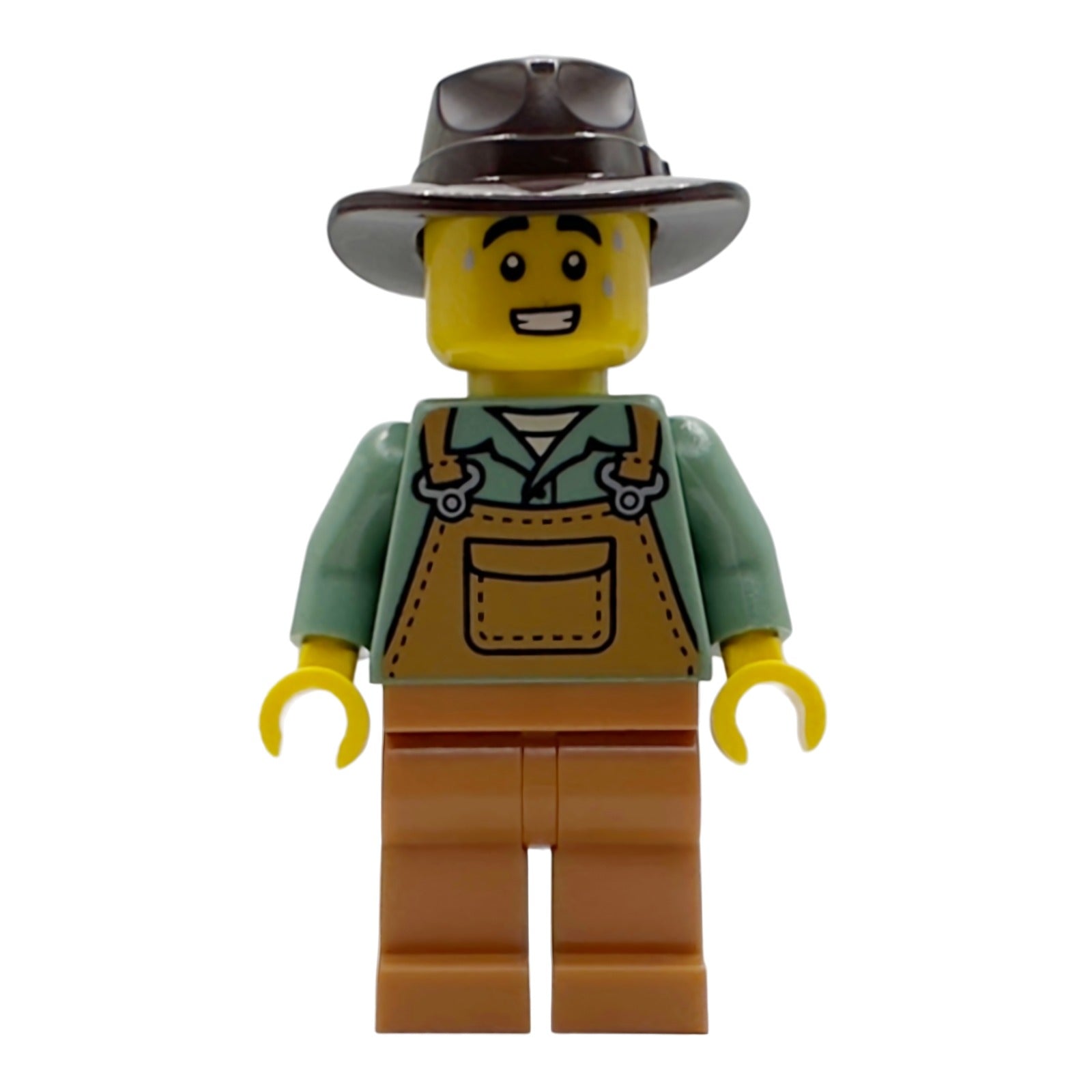 LEGO Minifigur Farmer - Male, Medium Nougat Overalls over Sand Green (hol375)