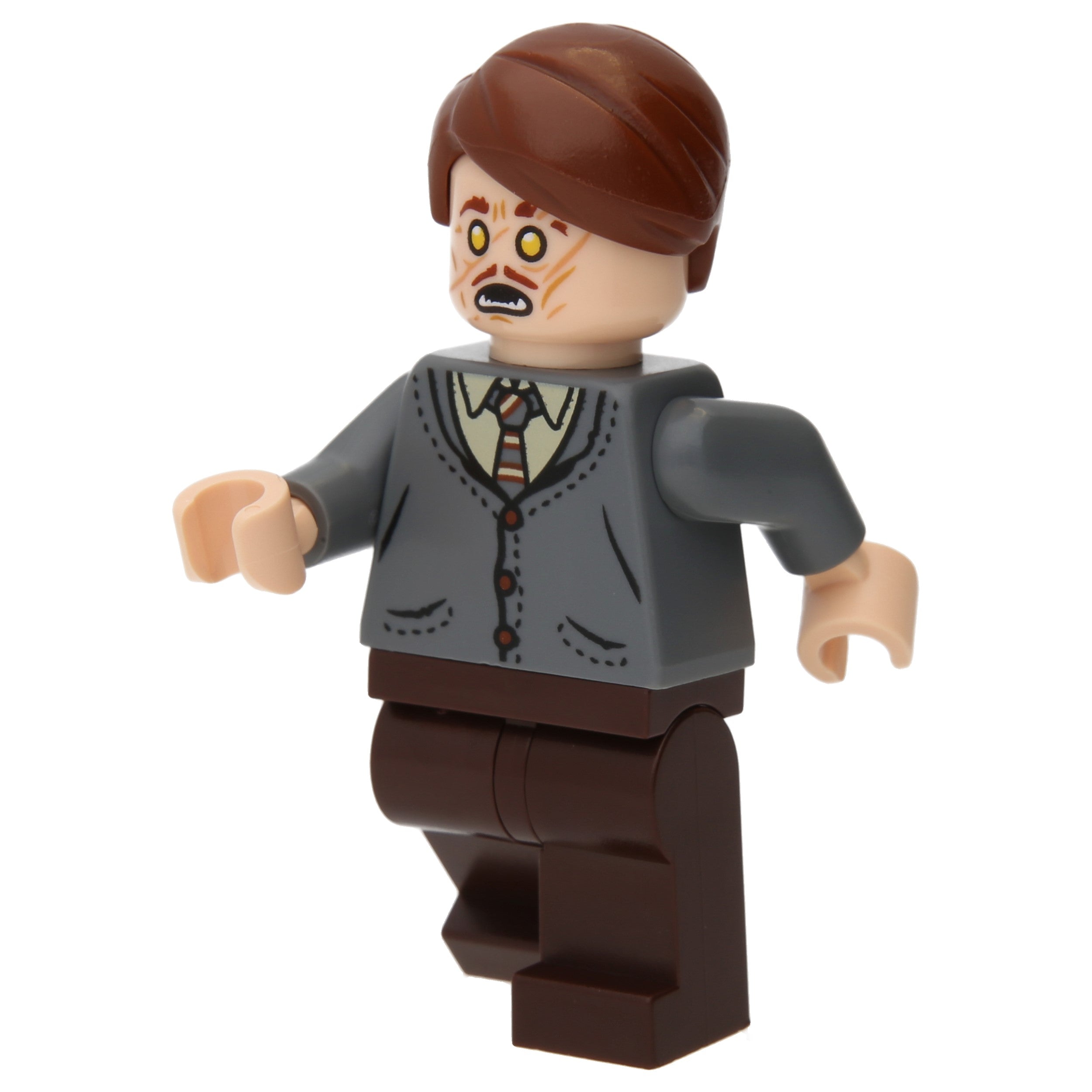 LEGO Minifigur Professor Remus Lupin - Dark Bluish Gray Cardigan, Tan (hp420)