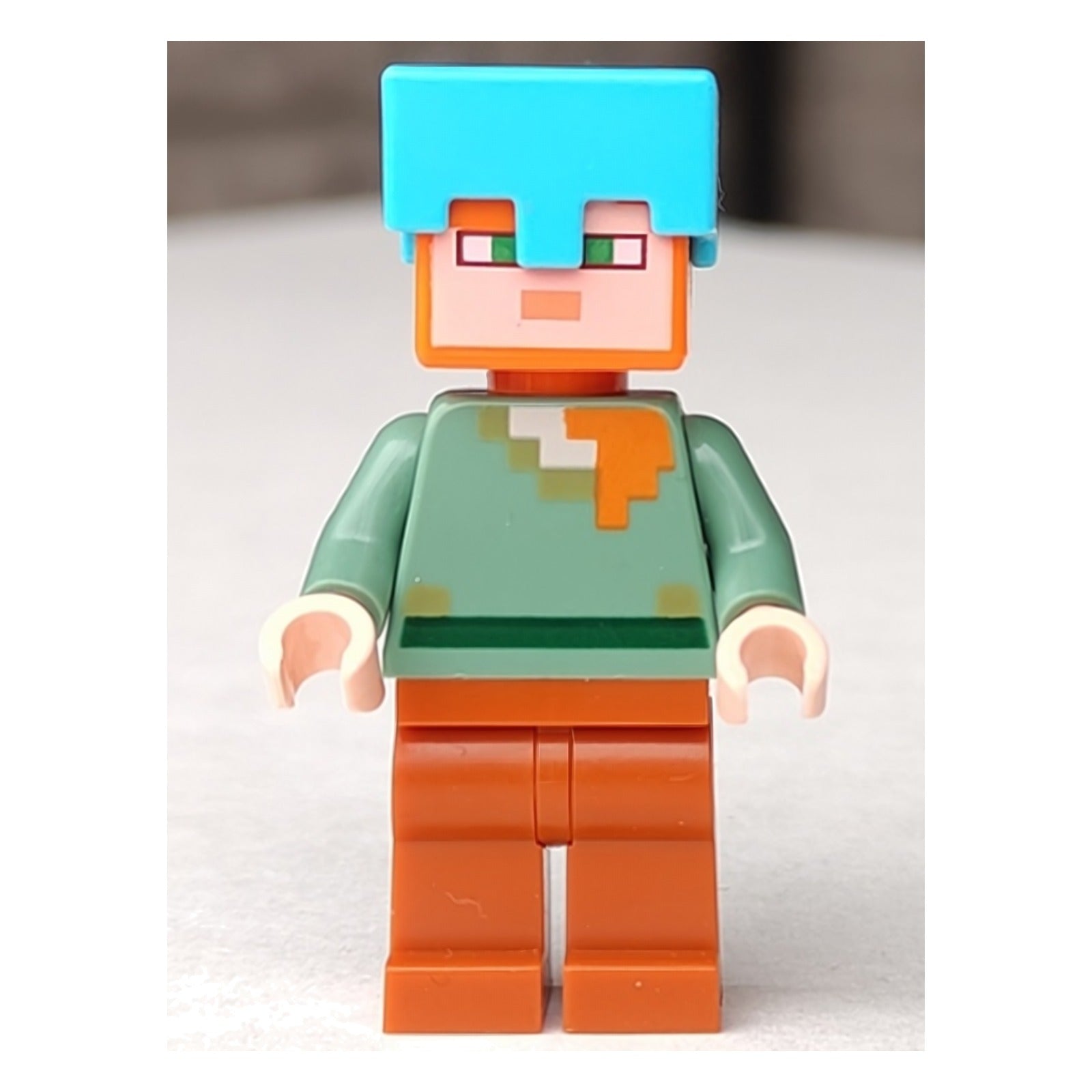 LEGO Minifigur Alex - Dark Orange Legs, Medium Azure Helmet (min062) – neu