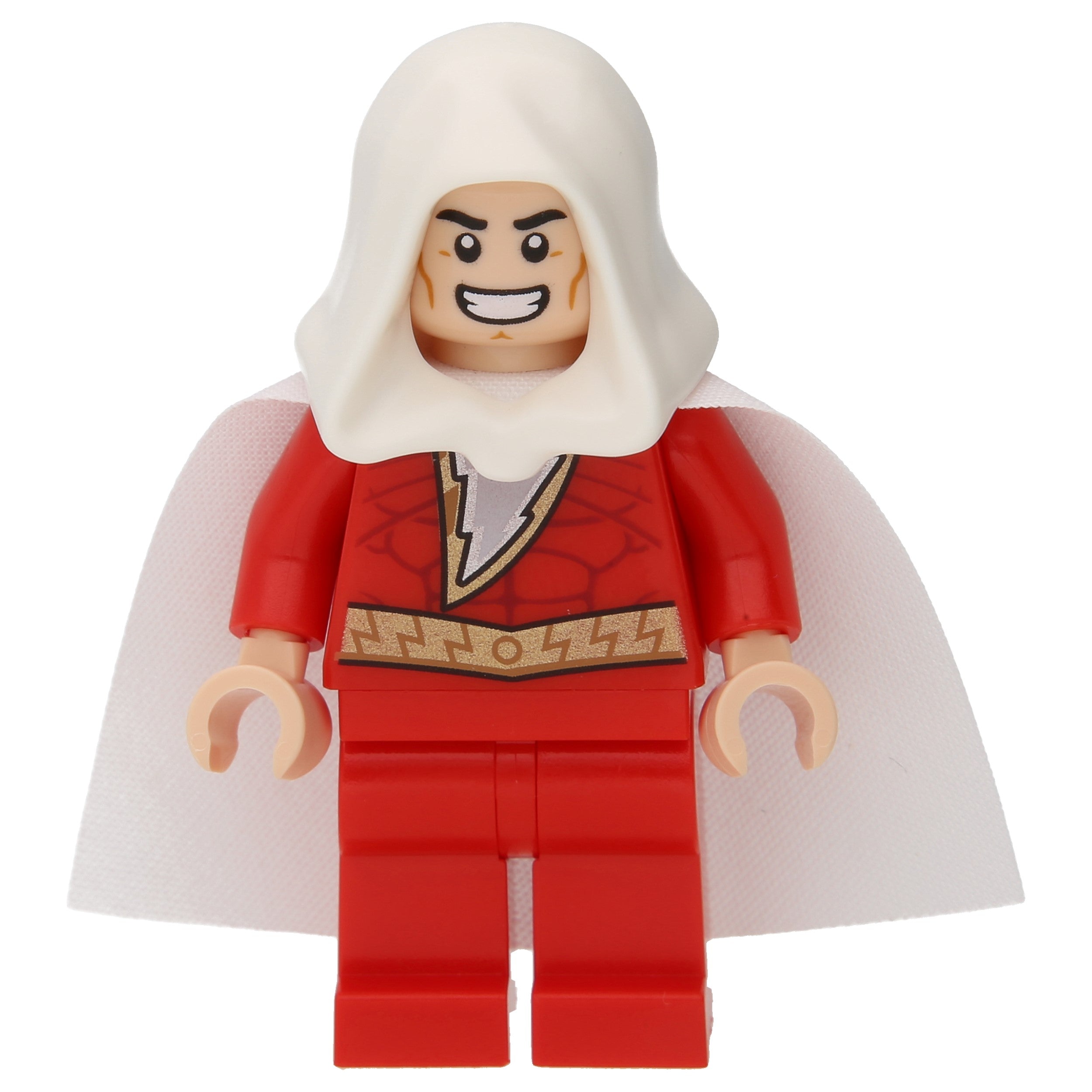 LEGO Minifigur DC Shazam mit weißer Kapuze, Cape und 2 Gesichtern (sh0592a)