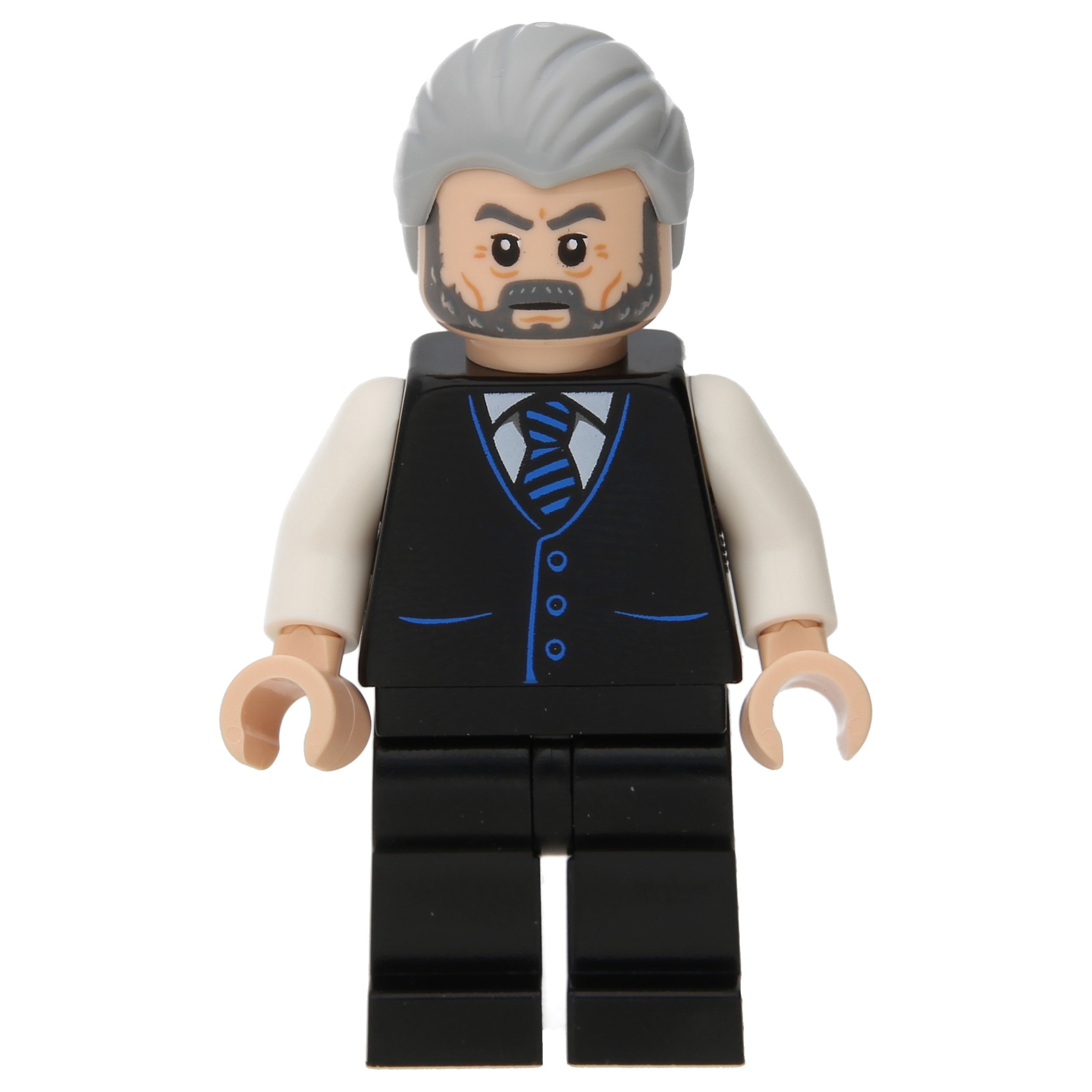 LEGO Minifigur Alfred Pennyworth, Black Vest, Light Bluish Gray Hair (sh0789)