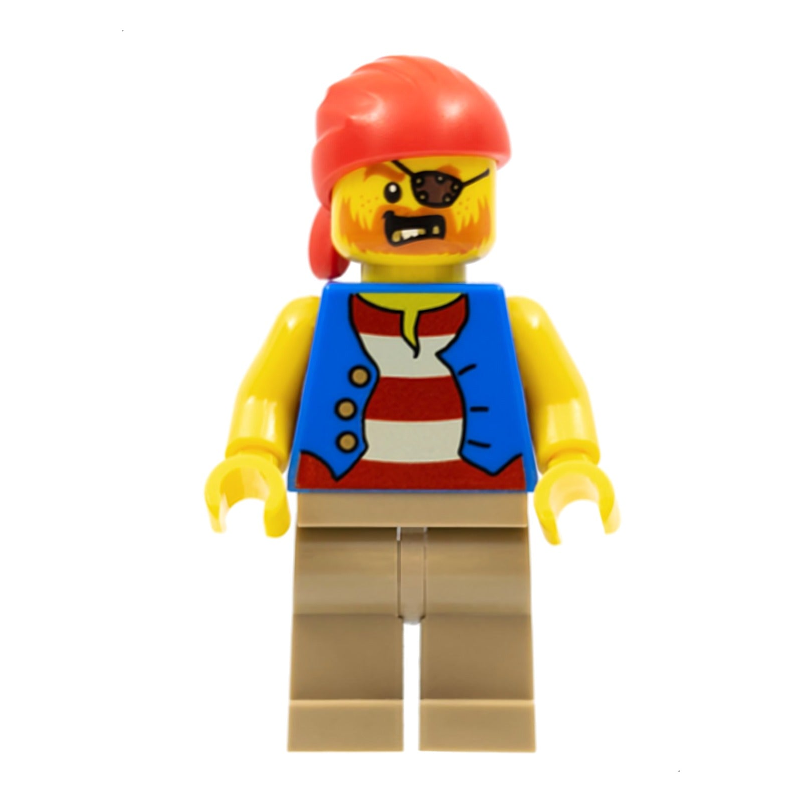 LEGO Minifigur Pirate Man, Striped Red and White Shirt Under Blue (twn332)