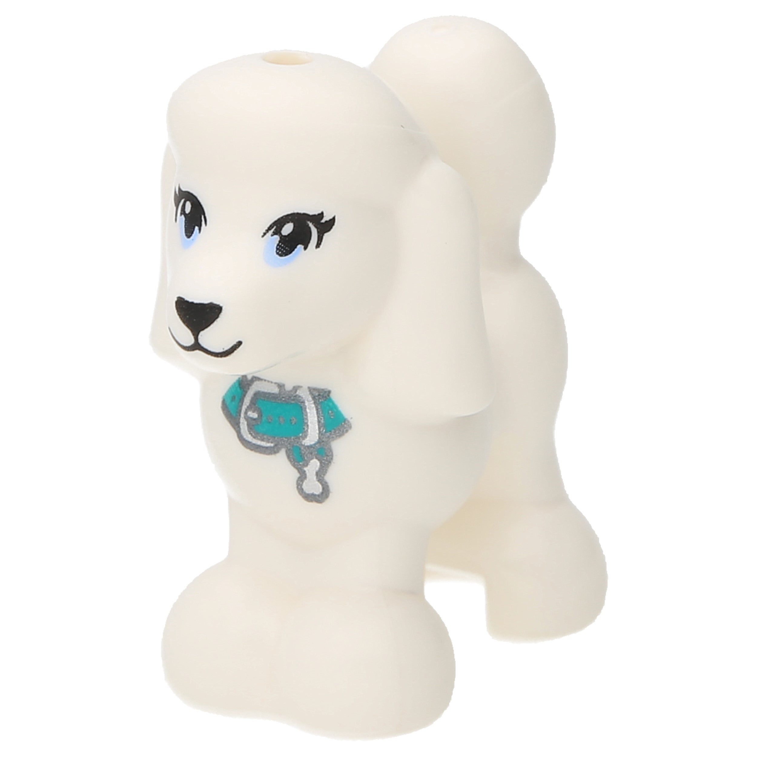 LEGO dogs - Poodle with dark turquoise collar from LEGO Friends (white)