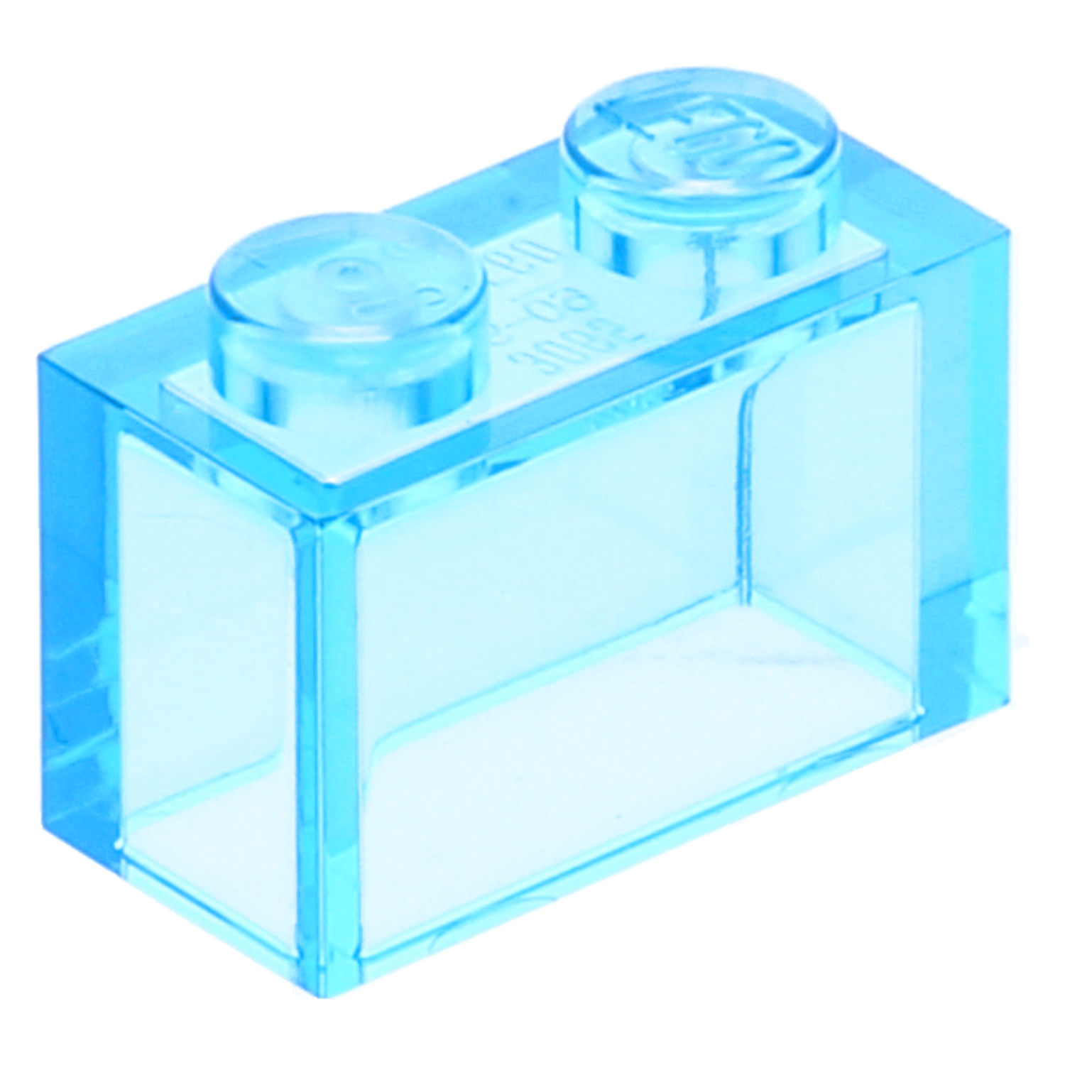 100x Trans-Light Blue Brick 1 x 2 without Bottom Tube